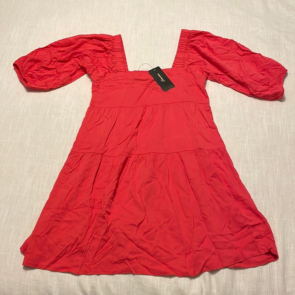 NWT Shinestar Tiered Ruffle Salmon Dress